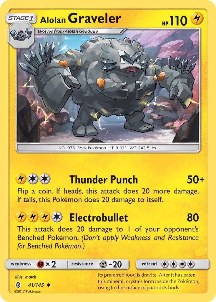 Alolan Graveler - 041/145 (SM:GRI) Uncommon - Near Mint