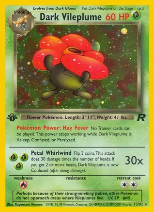 Dark Vileplume - 13/82 (TR) Holo Rare - Light Play Unlmited