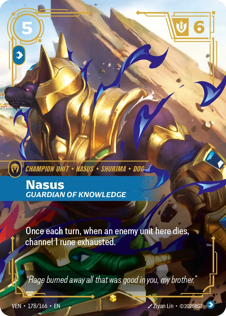 Nasus, Guardian of Knowledge (Overnumbered) - 178/166 (VEN) Rare