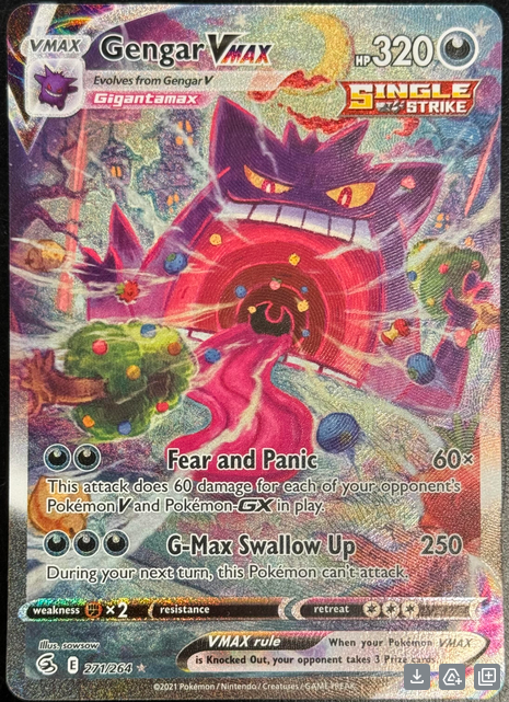 Gengar VMAX (Alternate Art Secret) - 271/264 (SWSH08) Secret Rare - Light Play Holofoil