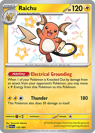 Raichu - 132/091 (PAF) Secret Rare - Near Mint Holofoil