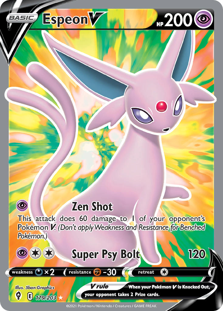 Espeon V (Full Art) - 179/203 (SWSH07) Ultra Rare - Near Mint Holofoil