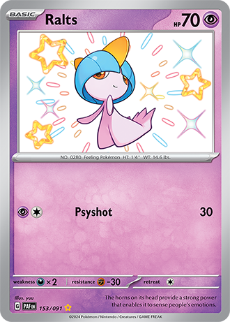 Ralts - 153/091 (PAF) Secret Rare - Near Mint Holofoil