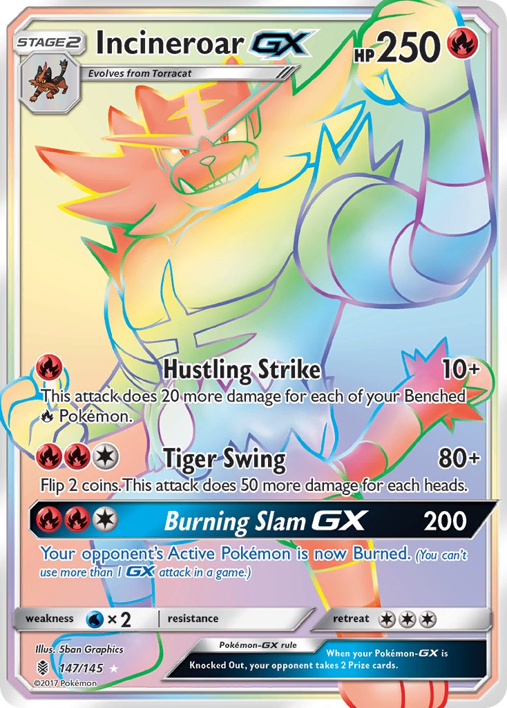 Incineroar GX (Secret) - 147/145 (SM:GRI) Secret Rare - Near Mint Holofoil