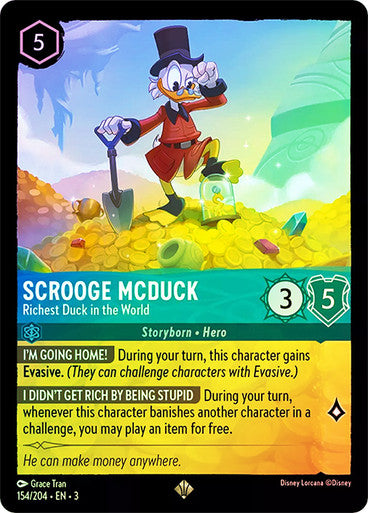 Scrooge McDuck - Richest Duck in the World (Into the Inklands 154/204) Super Rare - Near Mint Cold Foil