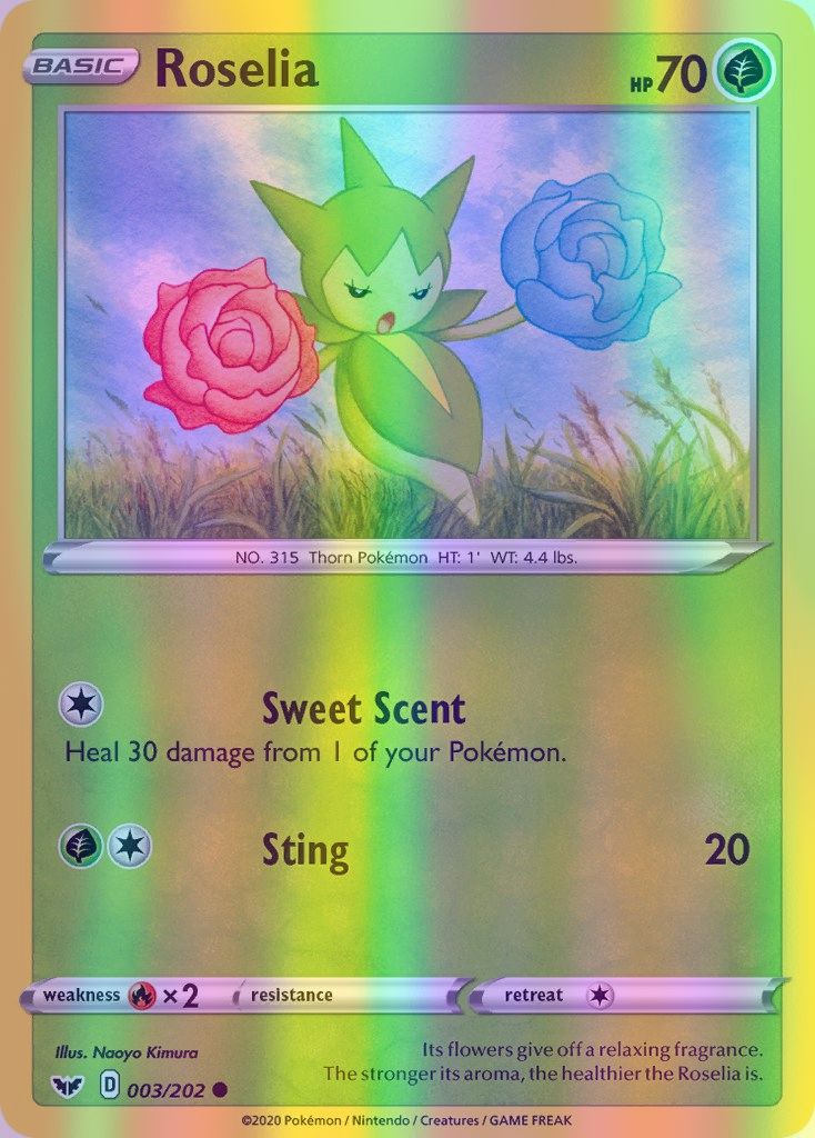 Roselia - 003/202 (SWSH01) Common - Near Mint Reverse Holofoil