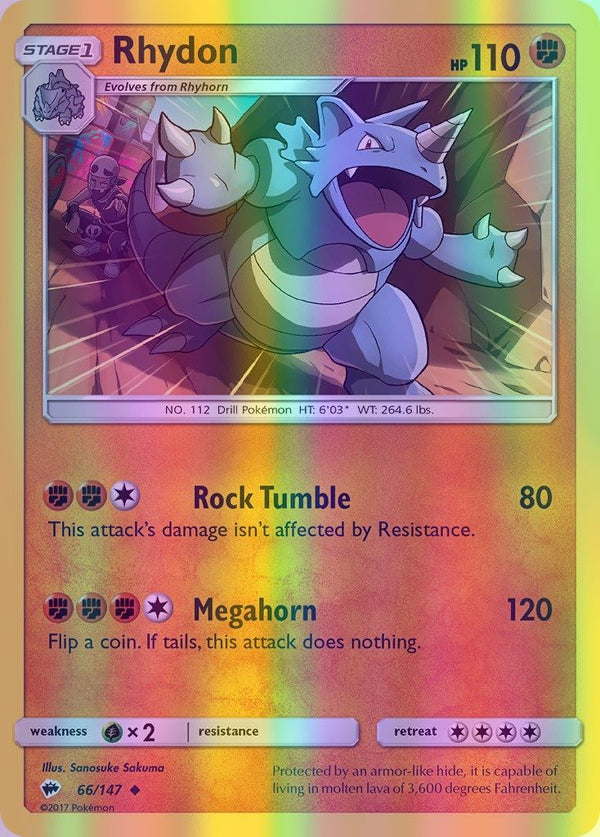 Rhydon - 066/147 (SM:BUS) Uncommon - Near Mint Reverse Holofoil