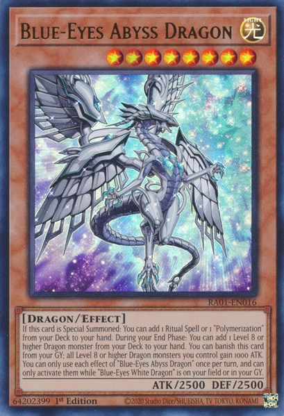 Blue-Eyes Abyss Dragon (RA01-EN016) Prismatic Ultimate Rare - Near Mint 1st Edition