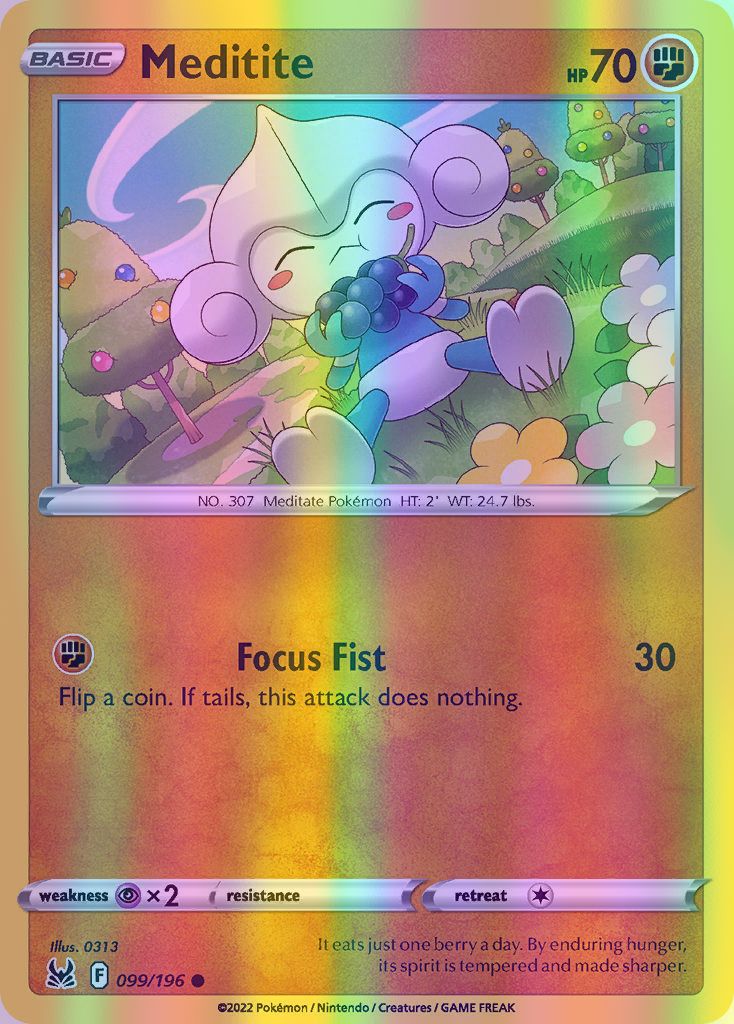 Meditite - 099/196 (SWSH11) Common - Near Mint Reverse Holofoil