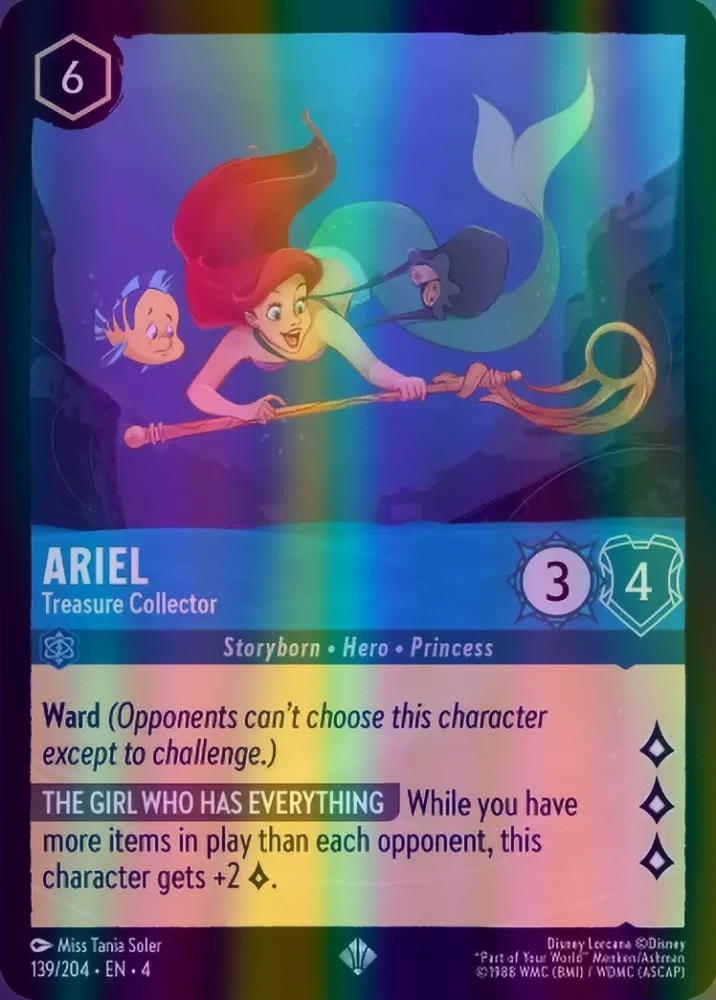 Ariel - Treasure Collector (Ursula's Return 139/204) Super Rare - Near Mint Cold Foil