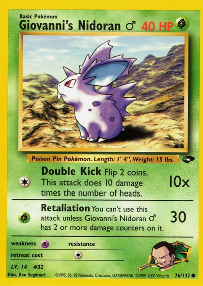 Giovanni's Nidoran M (76/132) Common Unlimited Damaged