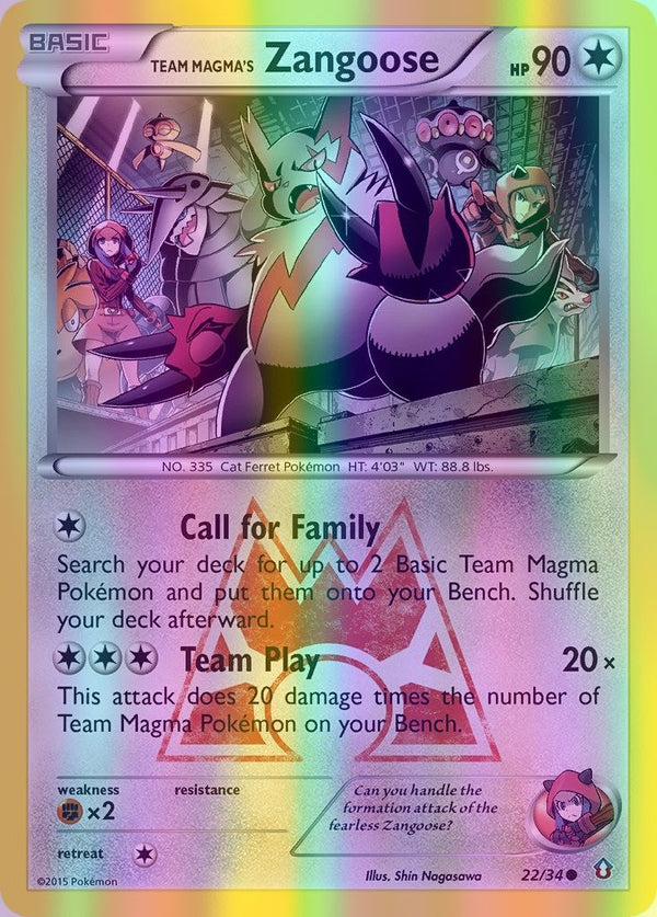 Team Magma's Zangoose - 022/034 (DCR) Common - Near Mint Reverse Holofoil