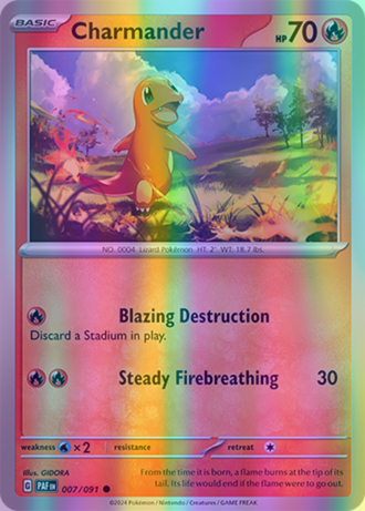 Charmander - 007/091 (PAF) Common - Near Mint Reverse Holofoil