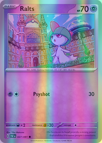 Ralts - 027/091 (PAF) Common - Near Mint Reverse Holofoil