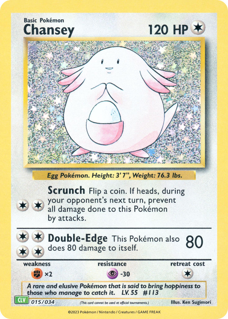 Chansey - 015/034 (TCG:CLV) Classic Collection - Near Mint Holofoil