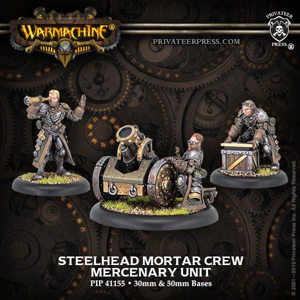 Warmachine: Mercenaries - Steelhead: Mortar Crew, Unit (3 Metal / Resin)