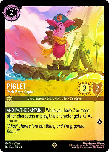 Piglet - Pooh Pirate Captain (Into the Inklands 016/204) Super Rare - Near Mint Cold Foil