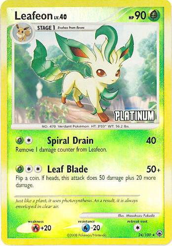 Leafeon - 24/100 [Platinum] (BKP) Promo - Damaged Reverse Holofoil