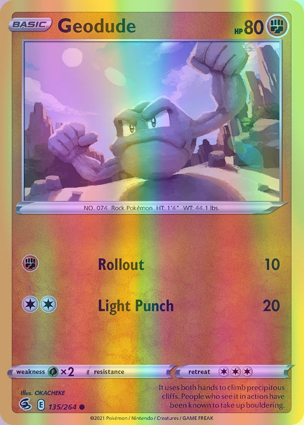 Geodude - 135/264 (SWSH08) Common - Near Mint Reverse Holofoil