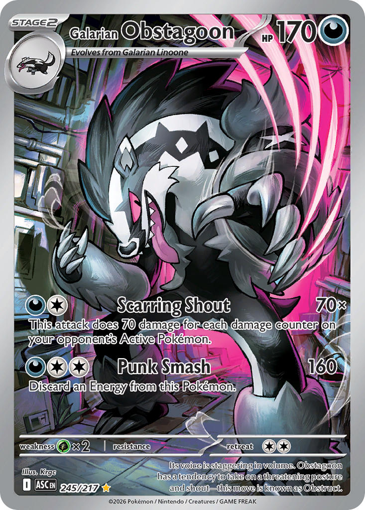 Galarian Obstagoon - 245/217 (ASC) Illustration Rare