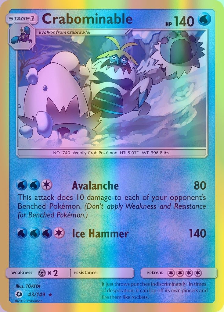 Crabominable - 043/149 (SM01) Rare - Near Mint Reverse Holofoil