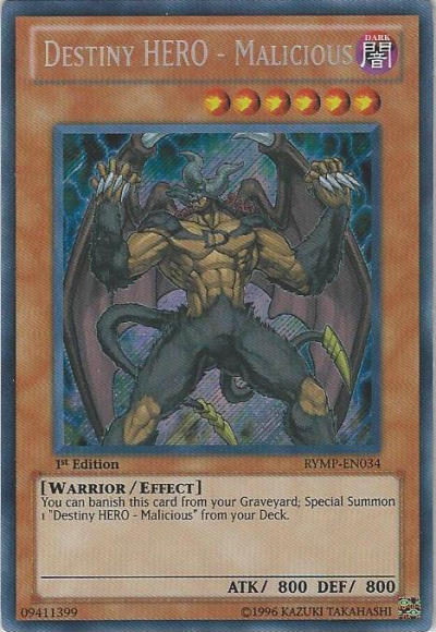 Destiny Hero - Malicious (RYMP-EN034) Secret Rare - Moderate Play 1st Edition