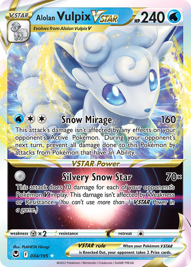 Alolan Vulpix VSTAR - 034/195 (SWSH12) Ultra Rare - Near Mint Holofoil