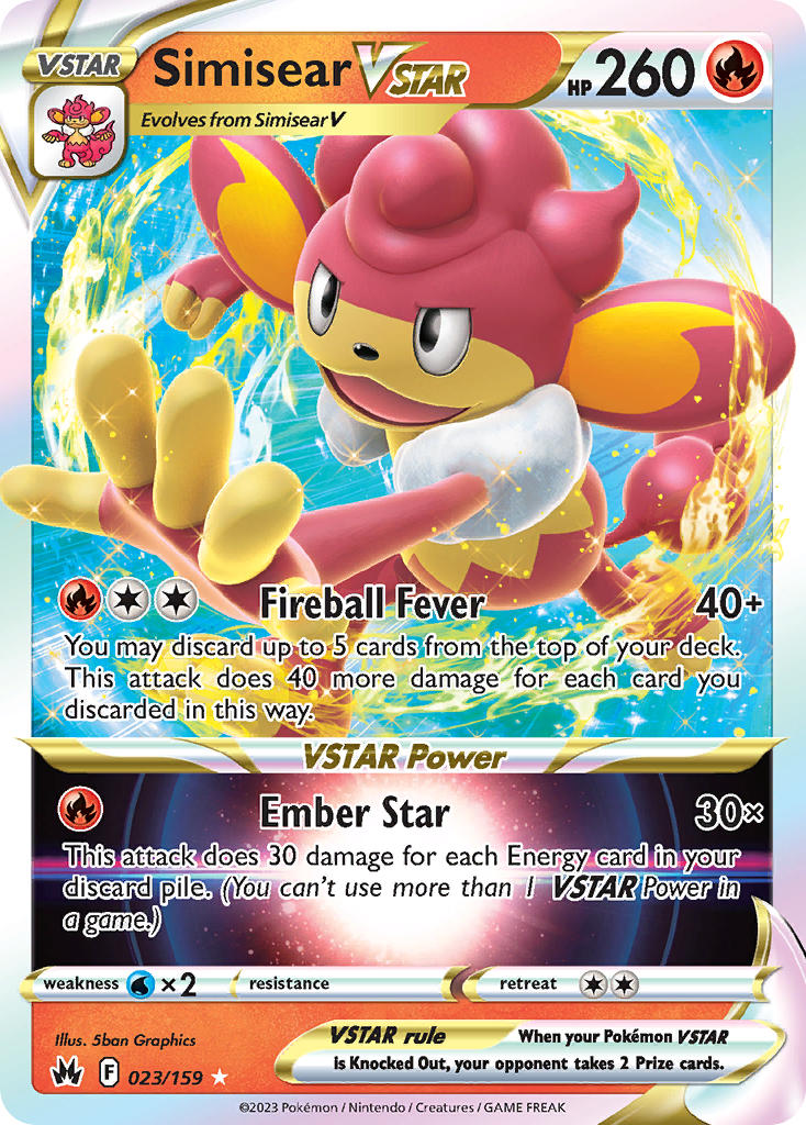 Simisear VSTAR - 023/159 (CRZ) Ultra Rare -  Near Mint Holofoil