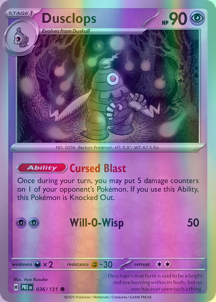 Dusclops - 036/131 (PRE) Common - Near Mint Reverse Holofoil