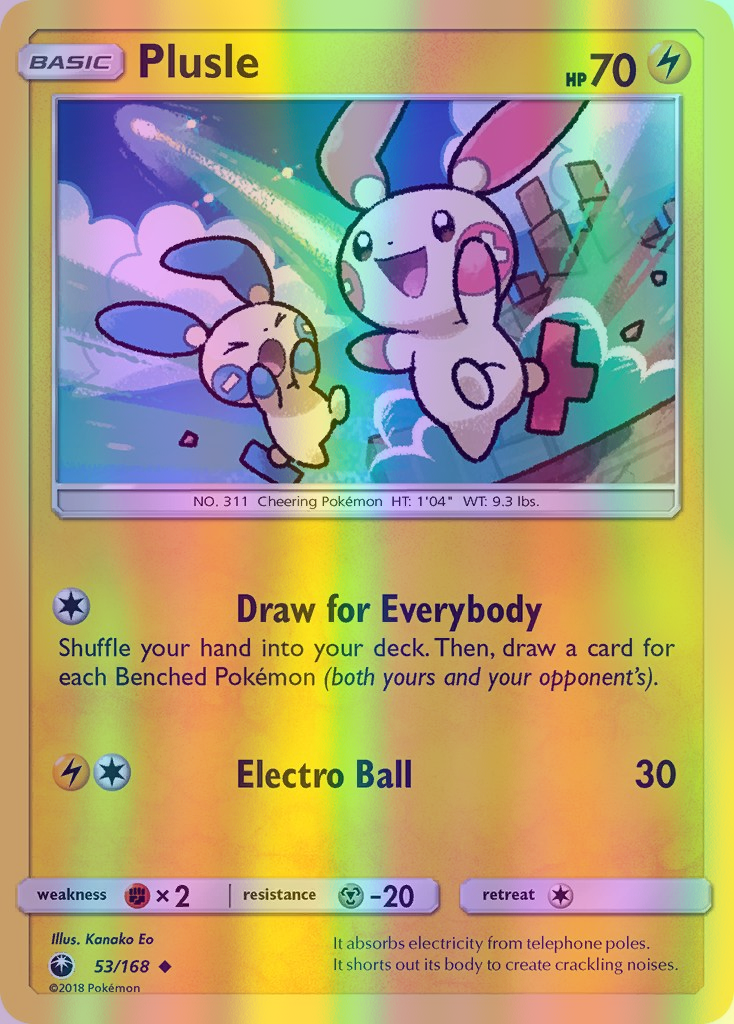 Plusle - 053/168 (CES) Uncommon - Near Mint Reverse Holofoil