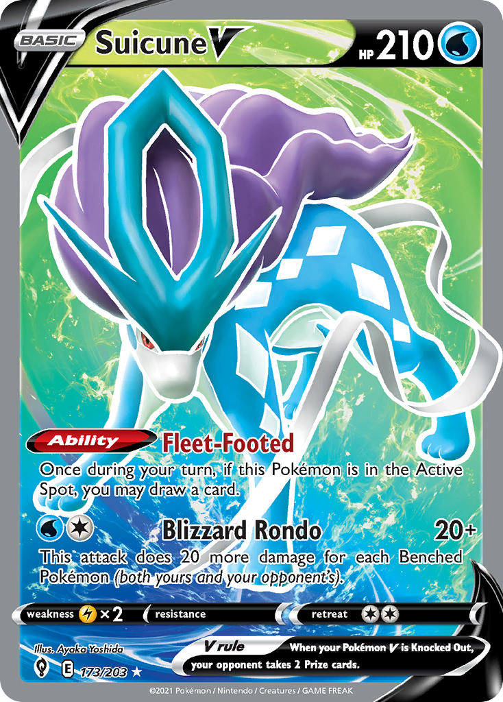 Suicune V (Full Art) - 173/203 (SWSH07) Ultra Rare - Near Mint Holofoil