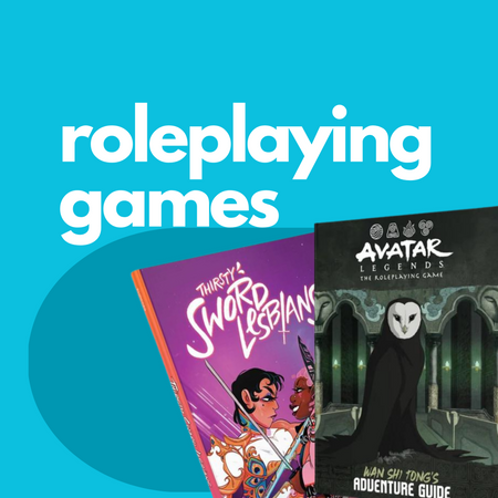 An image of various books with the title roleplaying games
