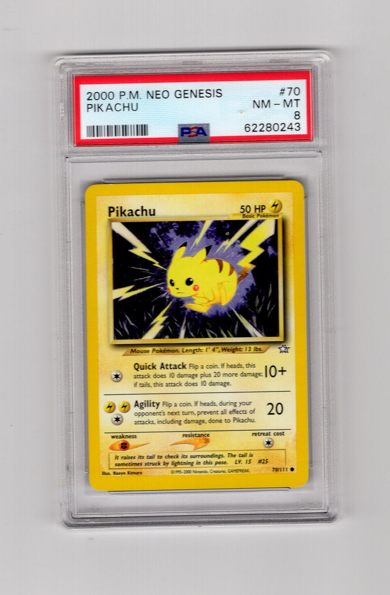 Pikachu - 070/111 (N1) Common - Unlimited Near Mint (Graded - PSA 8)