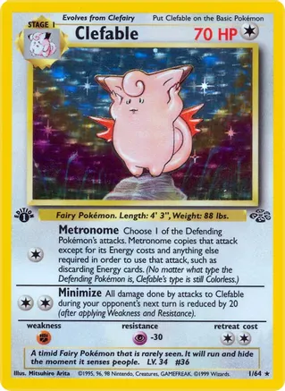 Clefable - 01/64 (JU) Holo Rare - Moderately Played Unlimited Holofoil