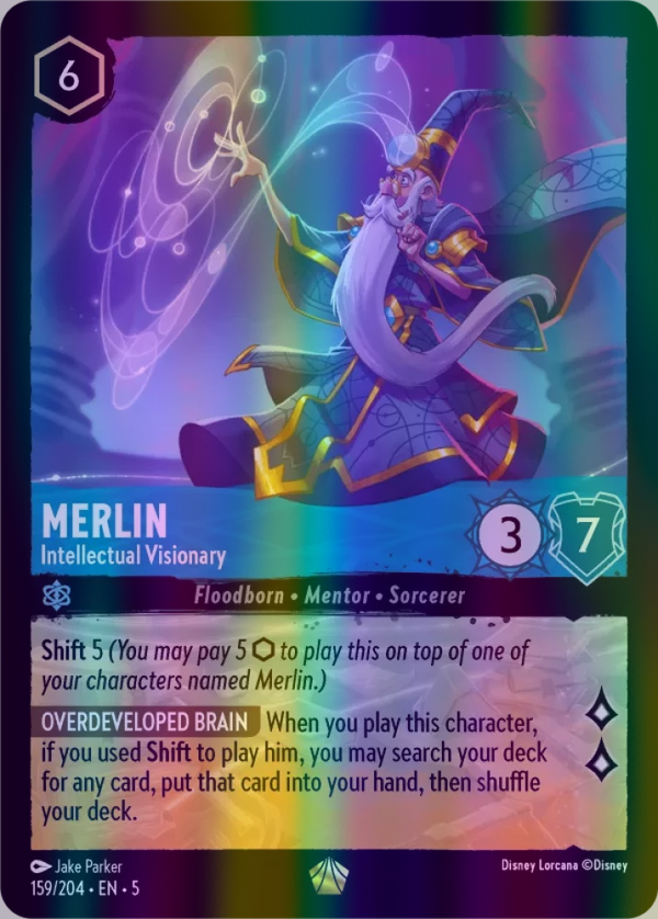 Merlin - Intellectual Visionary (Shimmering Skies 159/204) Legendary - Near Mint Cold Foil