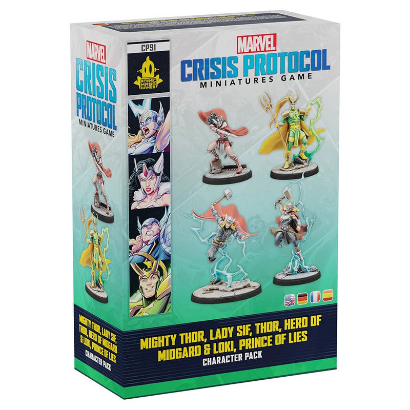 Marvel: Crisis Protocol (CP91) - Character Pack: Mighty Thor, Lady Sif, Thor Hero of Midgard & Loki, Prince of Lies