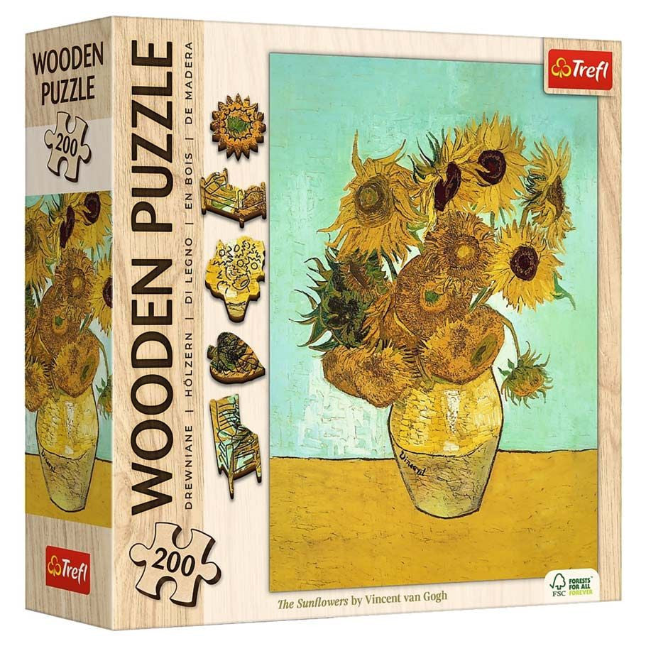 Puzzle: Vincent Van Gogh Sunflowers 200 Piece Wood