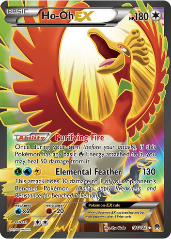 Ho-Oh EX (Full Art) - 121/122 (BKP) Ultra Rare - Moderate Play Holofoil