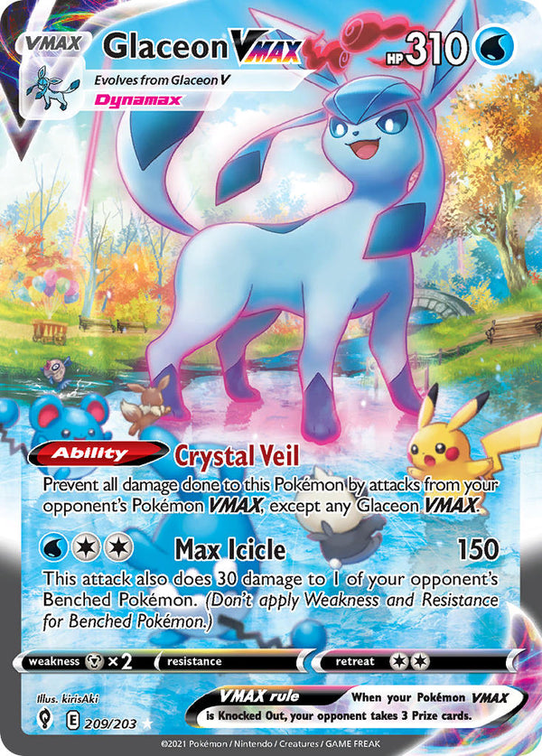 Glaceon VMAX (Alternate Art Secret) - 209/203 (SWSH07) Secret Rare - Near Mint Holofoil