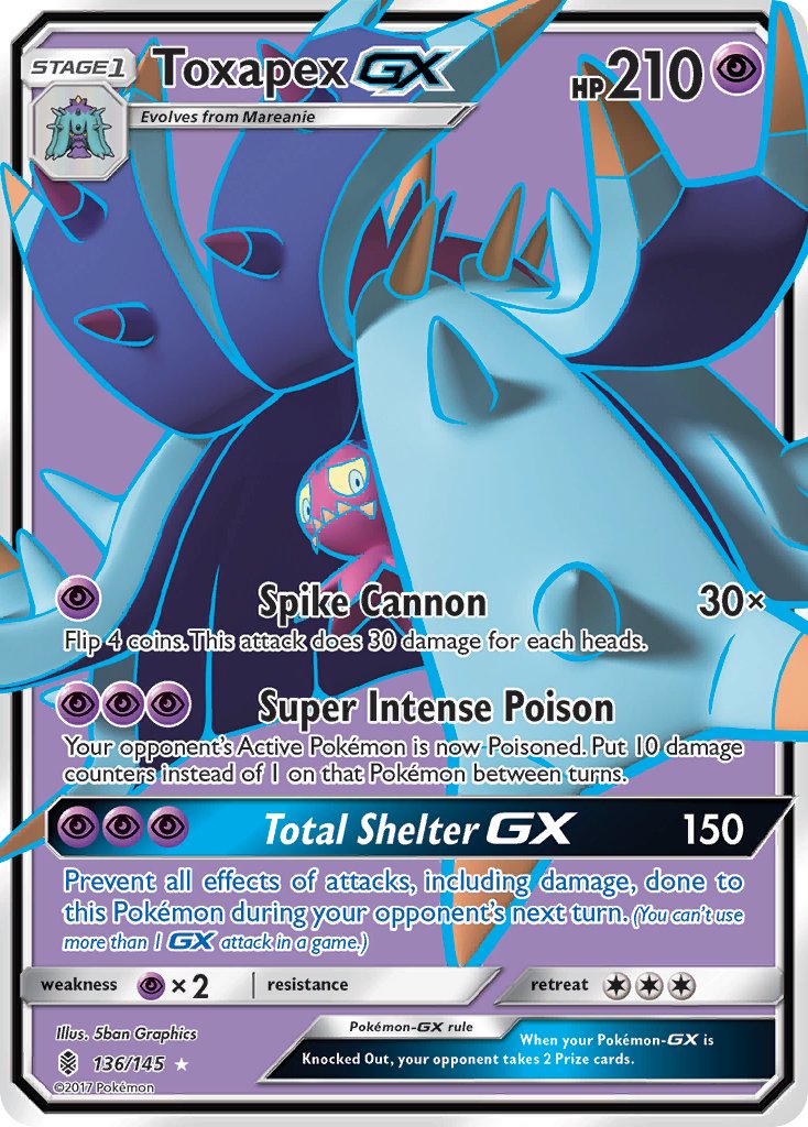 Toxapex GX (Full Art) - 136/145 (SM:GRI) Ultra Rare - Near Mint Holofoil