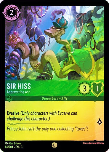 Sir Hiss - Aggravating Asp (Into the Inklands 086/204) Common - Near Mint Cold Foil