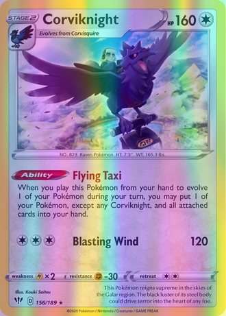 Corviknight - 156/189 (SWSH03) Holo Rare - Near Mint Reverse Holofoil