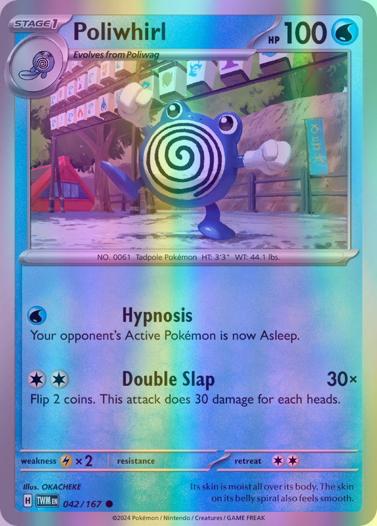 Poliwhirl - 042/167 (TWM) Common - Near Mint Reverse Holofoil