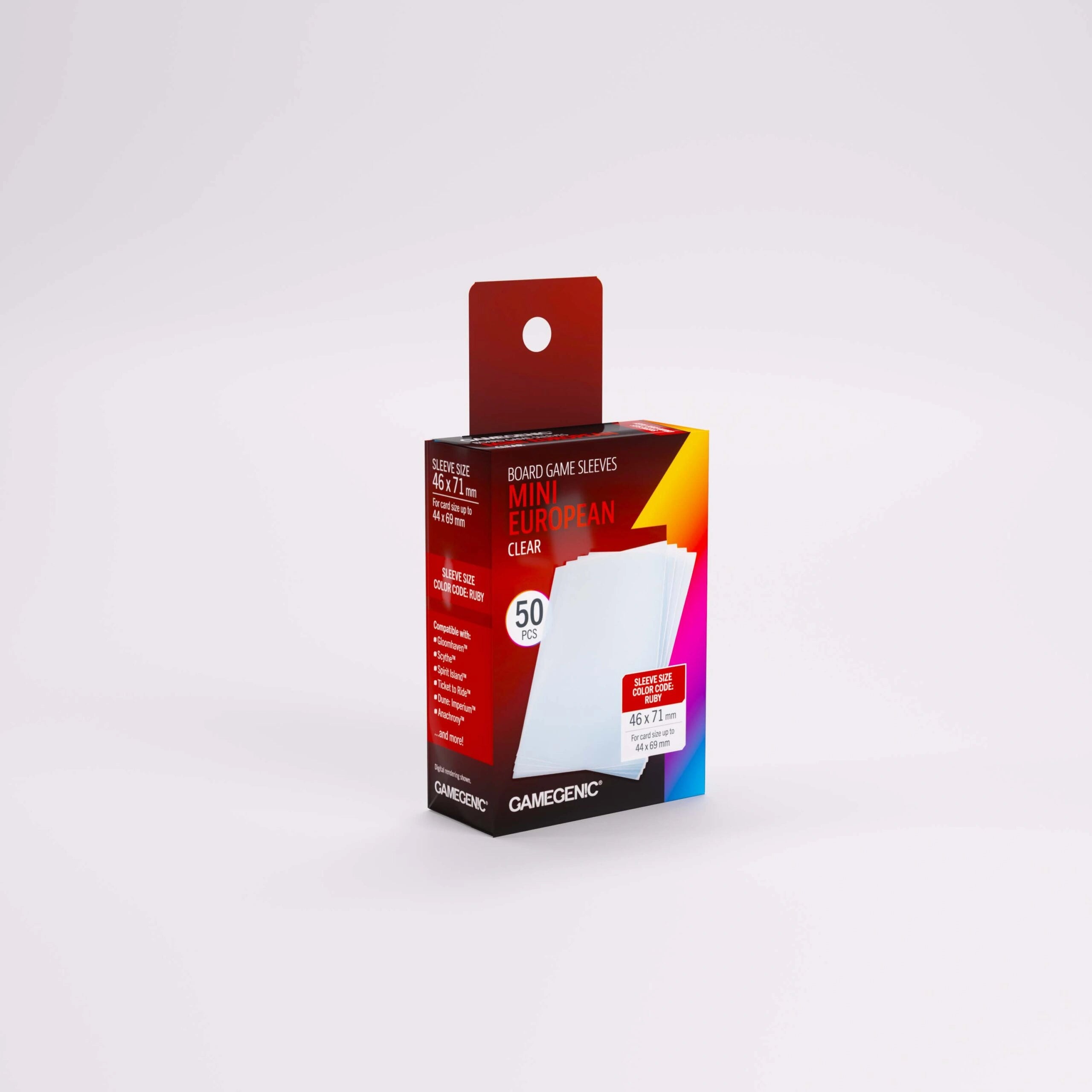 GameGenic: Board Game Sleeves - Clear: Mini European (Ruby 50ct)