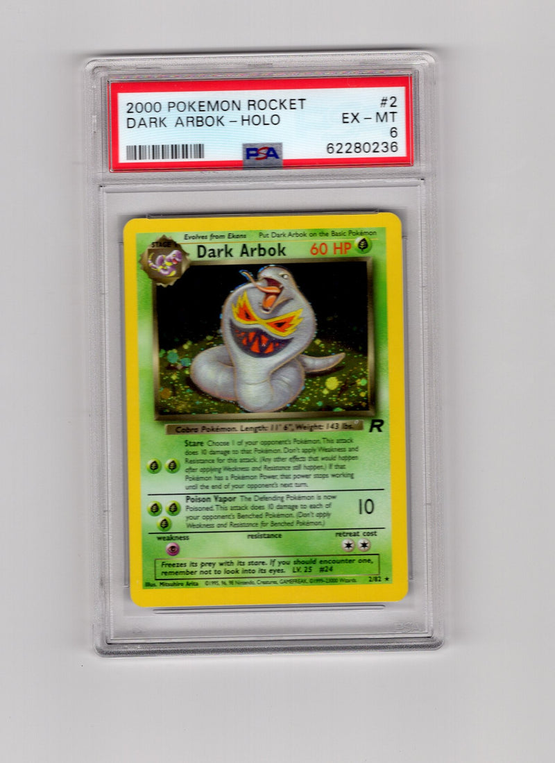 Dark Arbok - 02/82 (TR) Holo Rare - Unlimited Moderate Play (Graded - PSA 6)