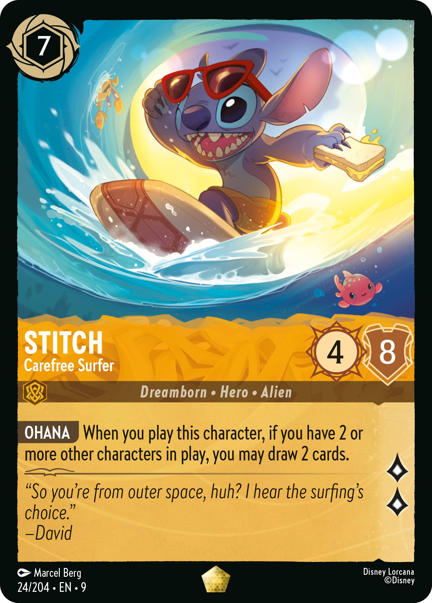 Stitch - Carefree Surfer (Fabled - 024/204)  Legendary