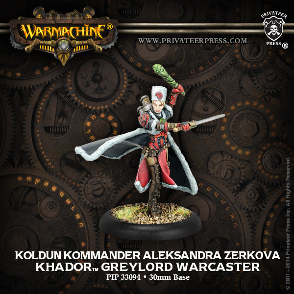 Warmachine: Khador - Koldun Kommander Aleksandra Zerkova, Greylord Warcaster (Metal)