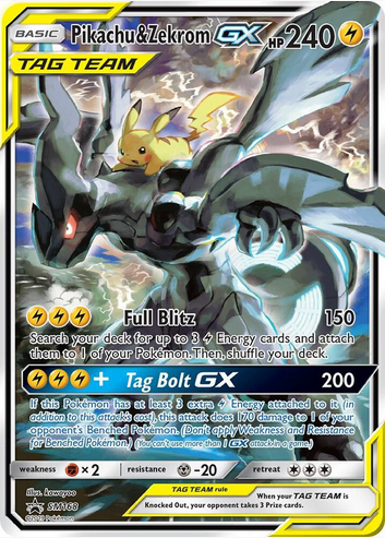 Pikachu & Zekrom GX - SM168 (SM:PR) Promo - Light Play Holofoil