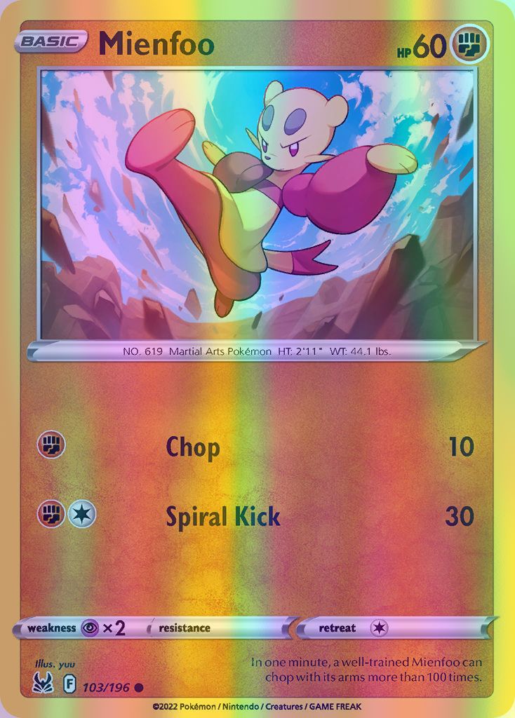 Mienfoo - 103/196 (SWSH11) Common - Near Mint Reverse Holofoil