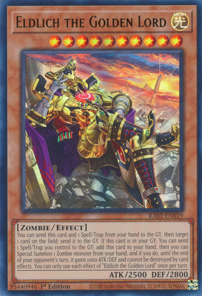 Eldlich the Golden Lord (Alternate Art) (RA01-EN019) Prismatic Ultimate Rare - Near Mint 1st Edition